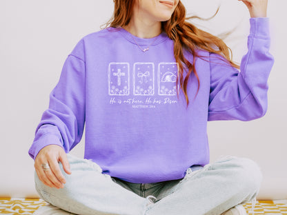 HE IS NOT HERE, HE IS RISEN (HAND-DRAWN) UNISEX SWEATSHIRT