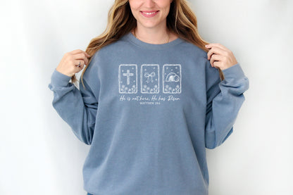 HE IS NOT HERE, HE IS RISEN (HAND-DRAWN) UNISEX SWEATSHIRT
