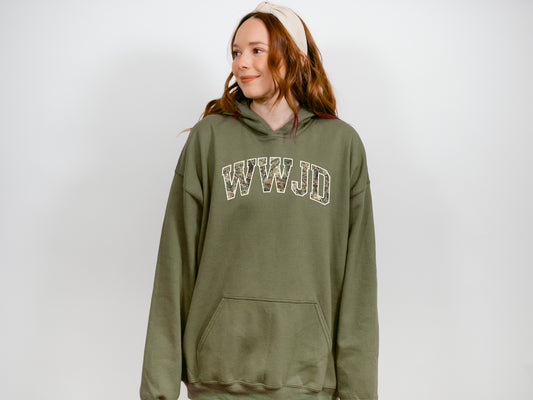 CAMO WWJD UNISEX HOODED SWEATSHIRT
