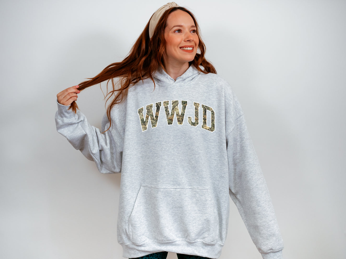 CAMO WWJD UNISEX HOODED SWEATSHIRT