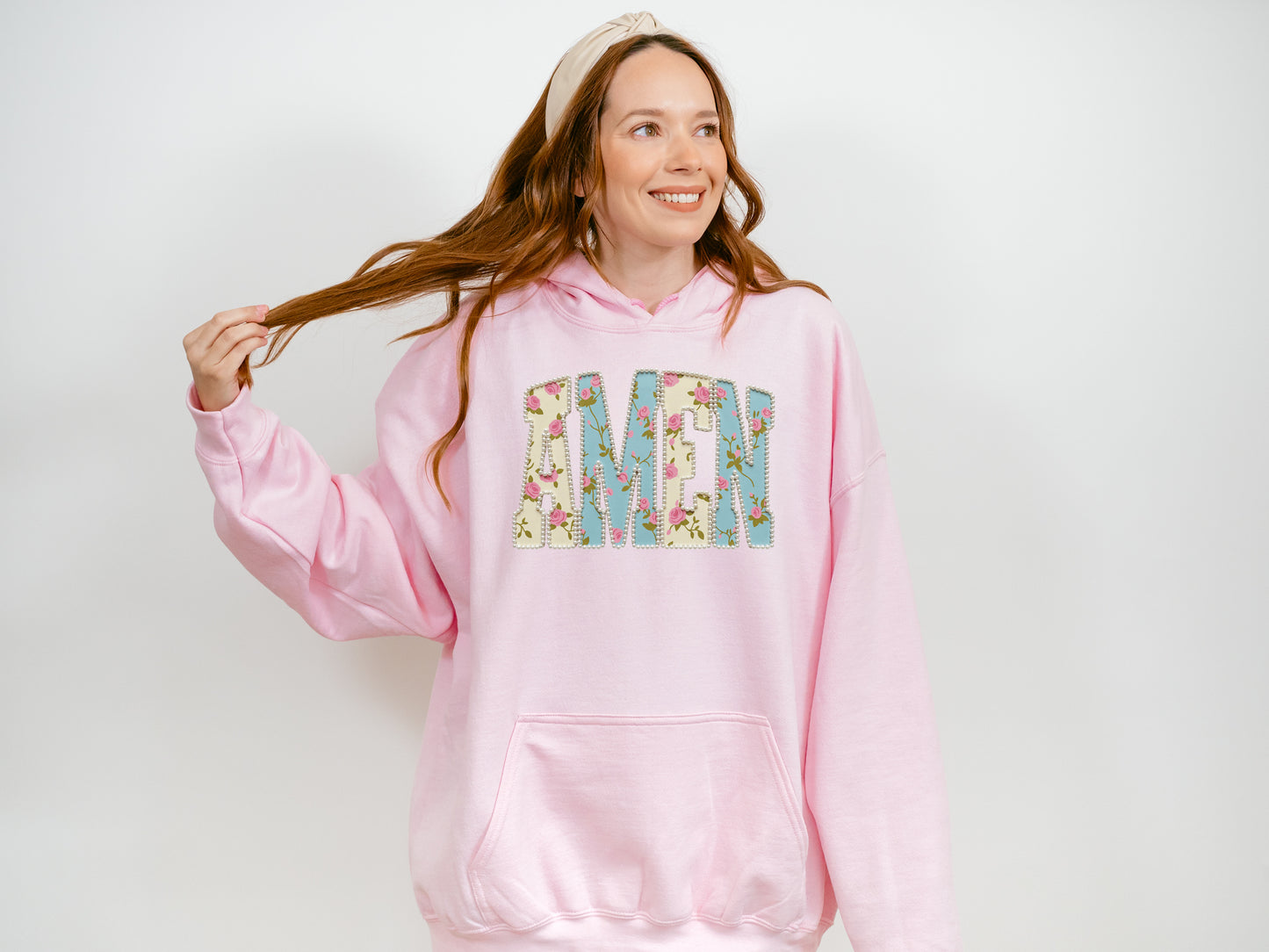 FLORAL AMEN UNISEX HOODED SWEATSHIRT