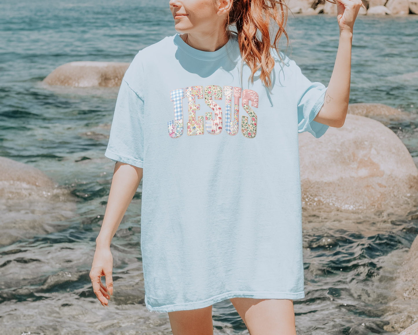 PREPPY FAUX PATCHWORK JESUS UNISEX TEE