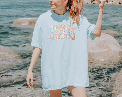 PREPPY FAUX PATCHWORK JESUS UNISEX TEE