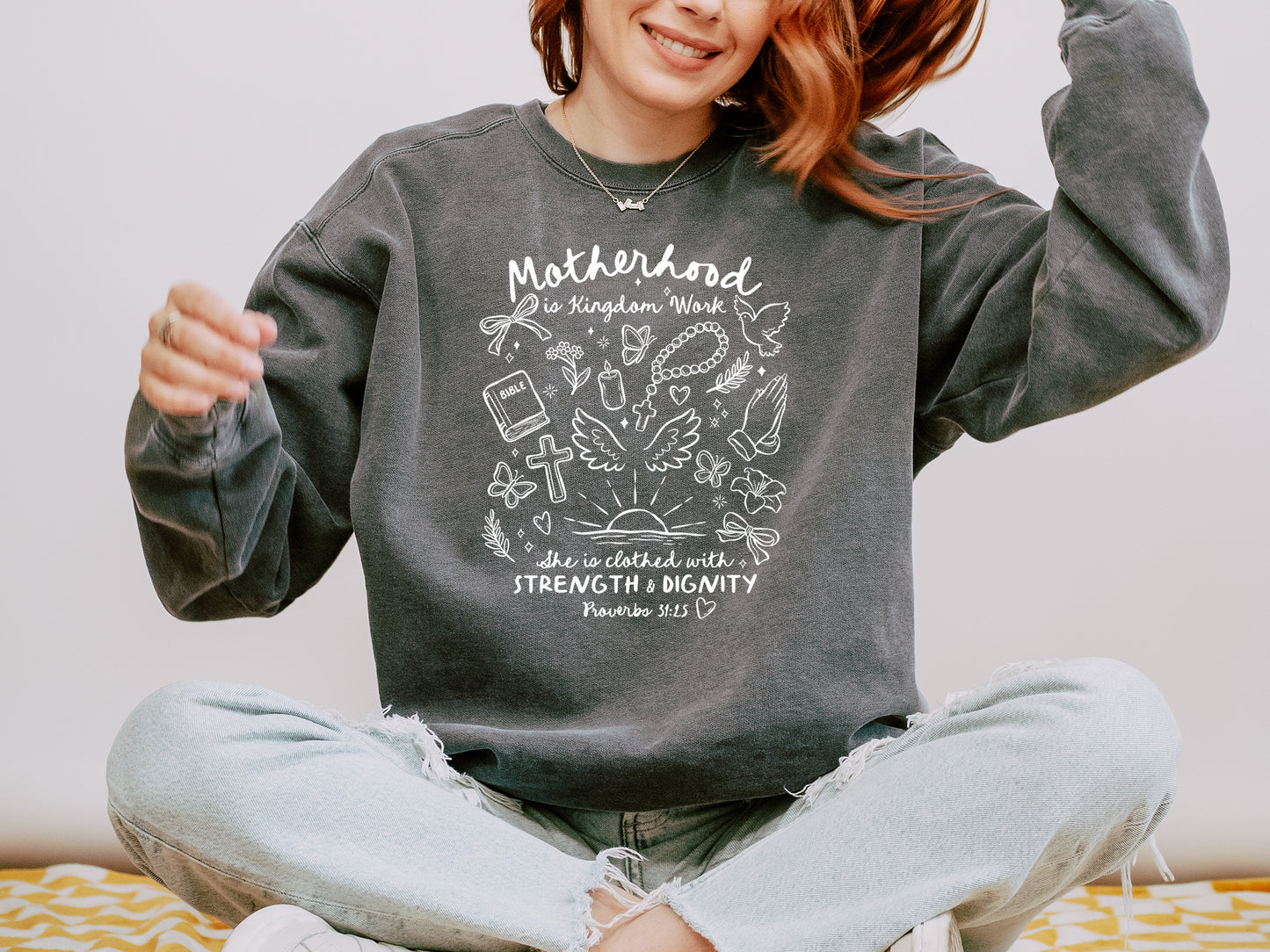 MOTHERHOOD IS KINGDOM WORK UNISEX SWEATSHIRT