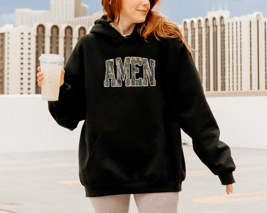CAMO AMEN UNISEX HOODED SWEATSHIRT