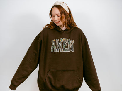 CAMO AMEN UNISEX HOODED SWEATSHIRT