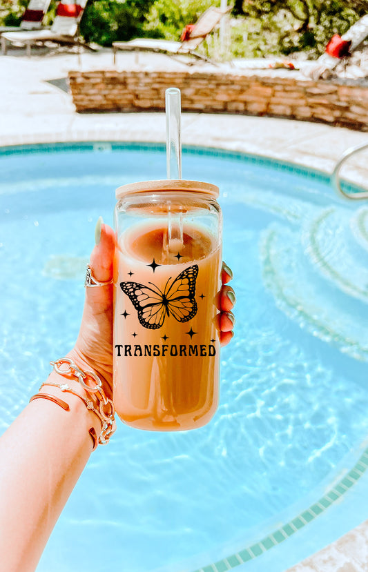 TRANSFORMED BUTTERFLY GLASS TUMBLER