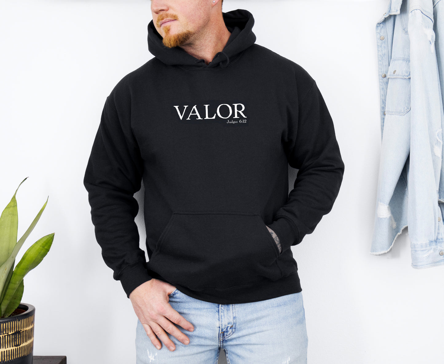 VALOR JUDGES 6:12 UNISEX BLACK HOODIE SWEATSHIRT