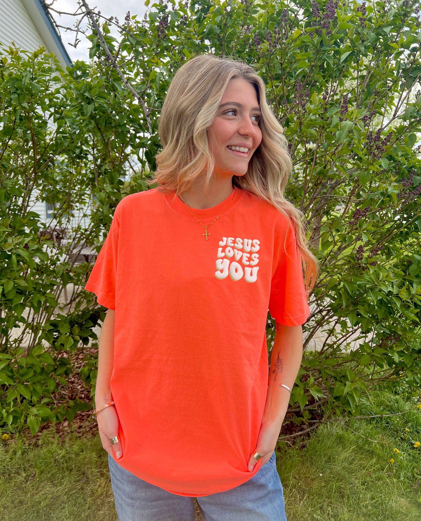 PUFFY JESUS LOVES YOU NEON COLORS UNISEX TEE