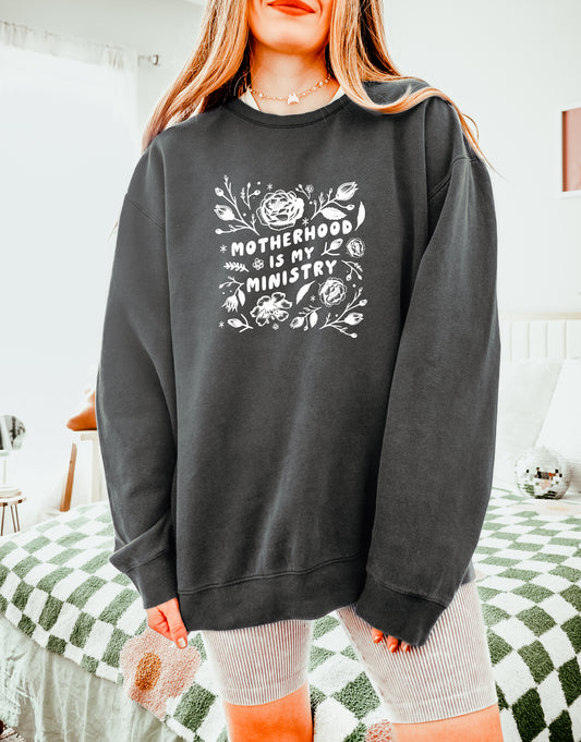 MOTHERHOOD IS MY MINISTRY UNISEX SWEATSHIRT - 2XL PEPPER