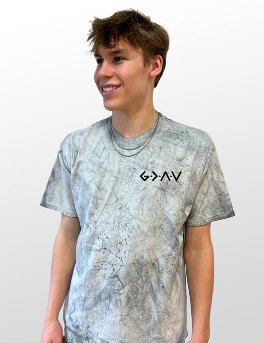 GOD IS GREATER THAN OUR HIGHS AND LOWS UNISEX SMOKE TEE (PUFFED DESIGN)