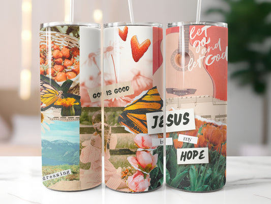 COLLAGE CHRISTIAN COTTAGECORE 20 OZ. SKINNY STAINLESS STEEL TUMBLER
