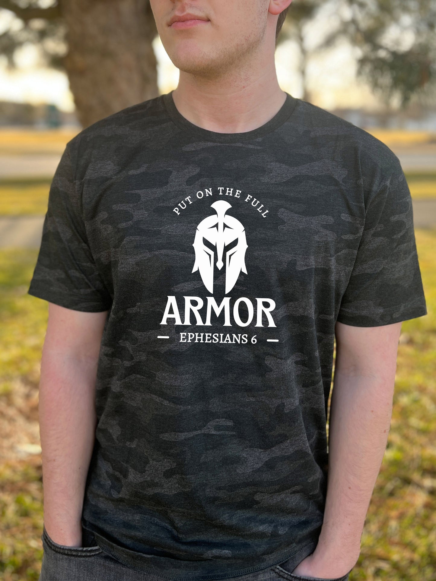 PUT ON THE FULL ARMOR CAMO UNISEX TEE