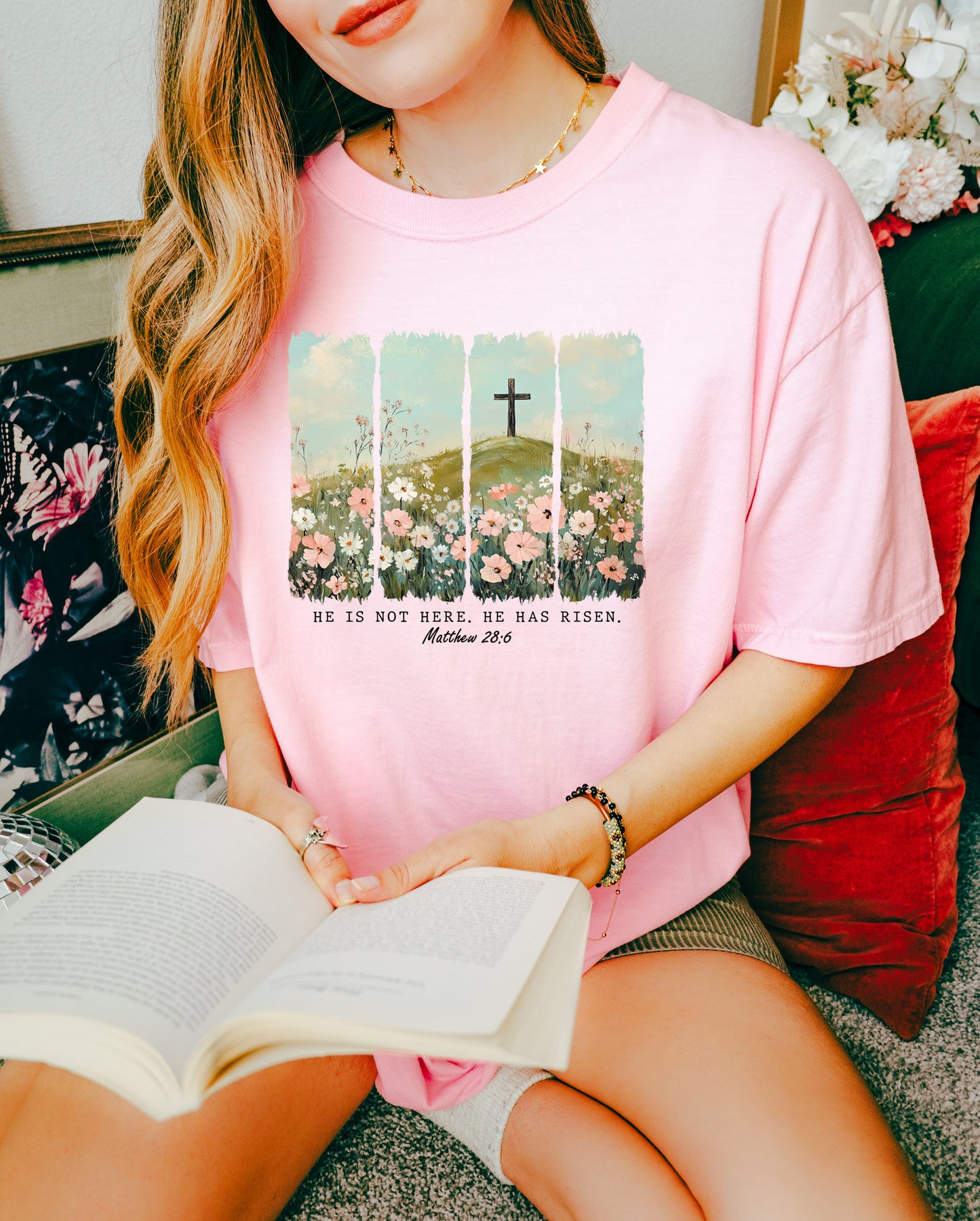 PRE-ORDER EASTER "HE IS NOT HERE, HE HAS RISEN" UNISEX TEE