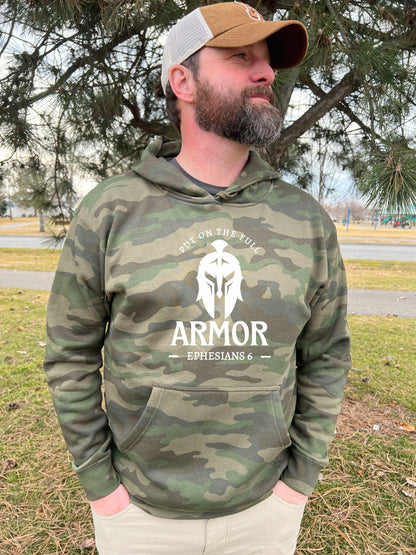 PUT ON THE FULL ARMOR UNISEX CAMO HOODIE