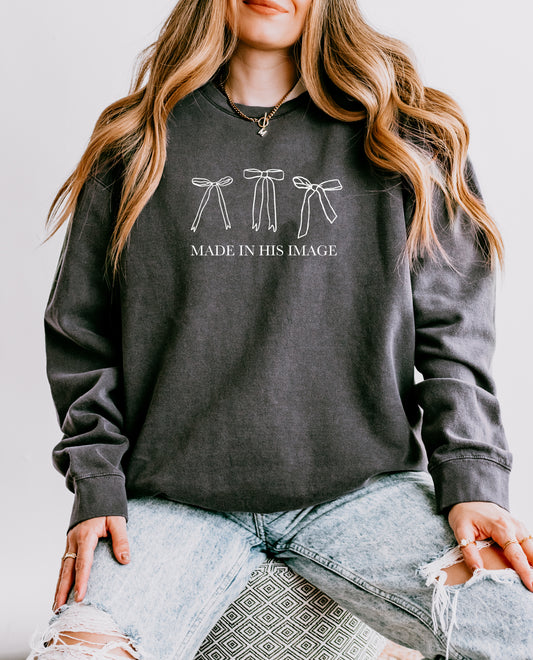 MADE IN HIS IMAGE UNISEX SWEATSHIRT  - SIZE XL IN PEPPER