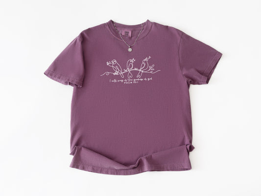 I WILL SING OF THE GOODNESS OF GOD UNISEX TEE - BERRY IN SIZE XL