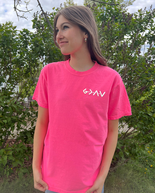 PUFFY GOD IS GREATER THAN OUR HIGHS AND LOWS NEON COLORS UNISEX TEE