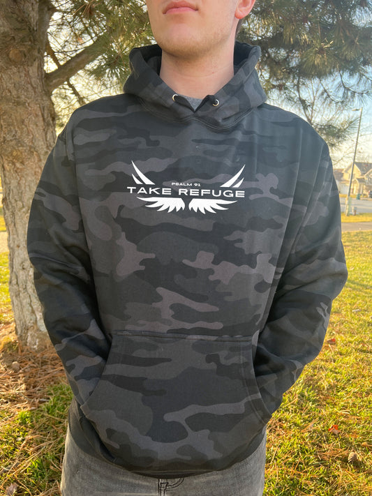 TAKE REFUGE UNISEX CAMO HOODIE