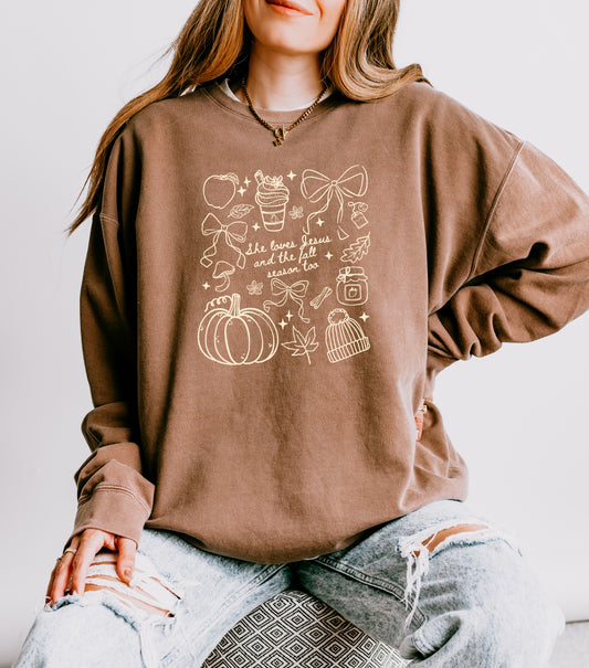 SHE LOVES JESUS AND THE FALL SEASON TOO UNISEX SWEATSHIRT