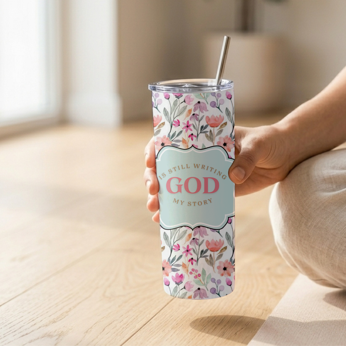 GOD IS STILL WRITING MY STORY 20 OZ. STAINLESS STEEL SKINNY TUMBLER