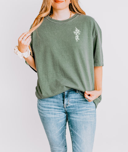 SIMPLE FLORAL CROSS UNISEX TEE