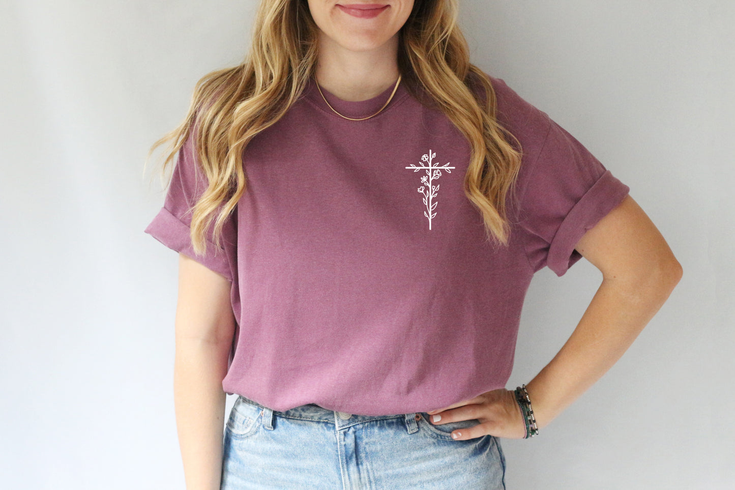 SIMPLE FLORAL CROSS UNISEX TEE