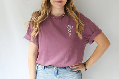 SIMPLE FLORAL CROSS UNISEX TEE