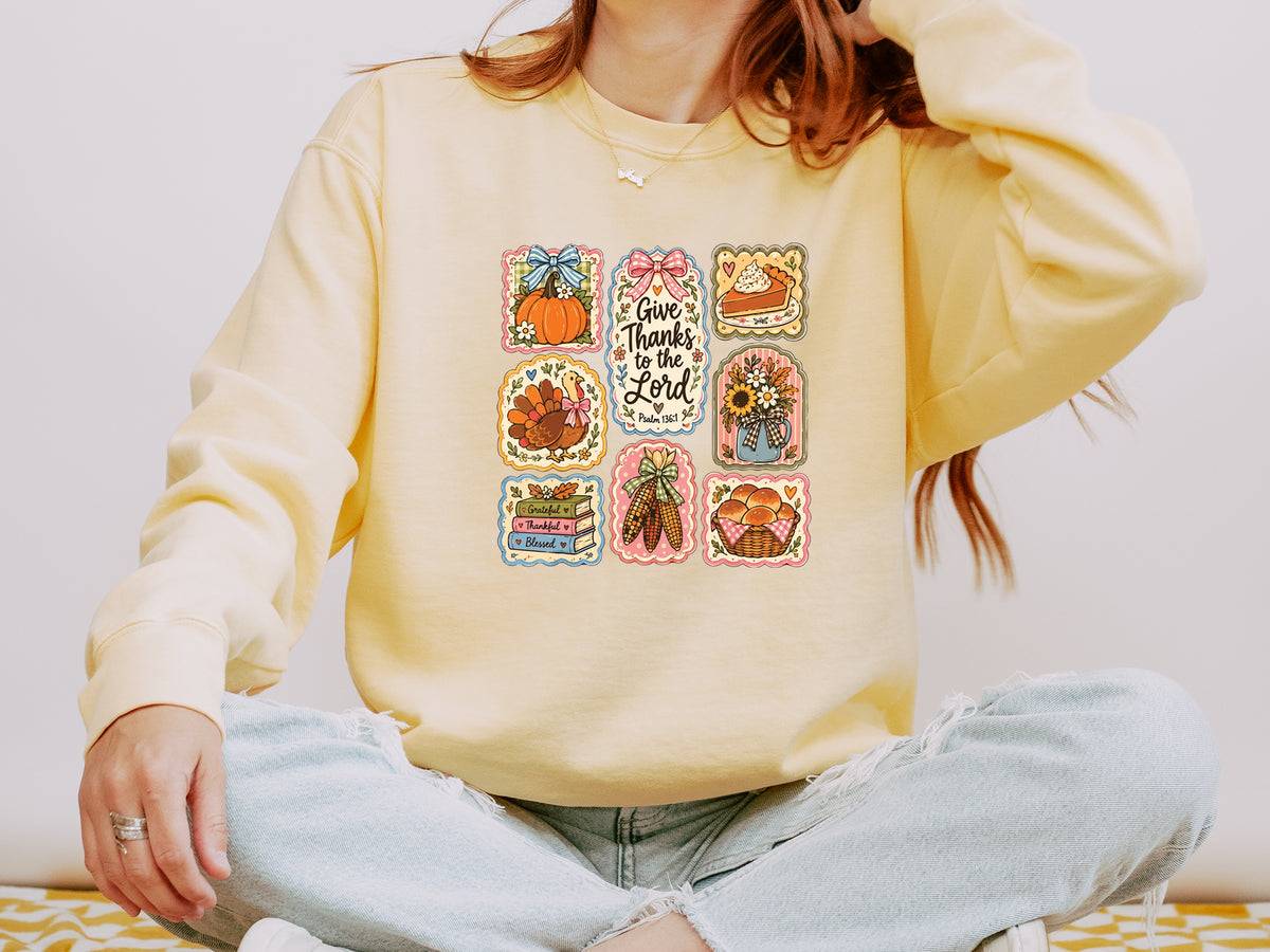 GIVE THANKS TO THE LORD COLLAGE UNISEX SWEATSHIRT