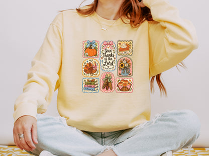GIVE THANKS TO THE LORD COLLAGE UNISEX SWEATSHIRT