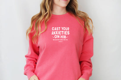 CAST YOUR ANXIETIES ON HIM BECAUSE HE CARES FOR YOU UNISEX SWEATSHIRT