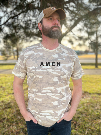 AMEN UNISEX TEE IN NATURAL CAMO