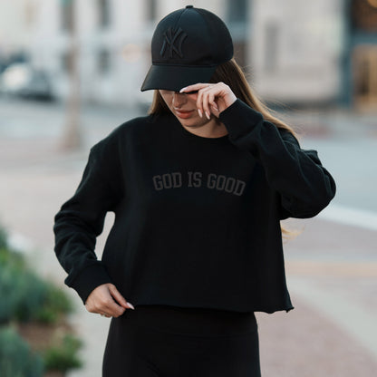 GOD IS GOOD PUFFY WOMEN'S CROPPED SWEATSHIRT