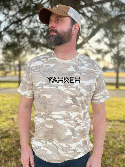 YAHWEH UNISEX TEE IN NATURAL CAMO (PUFFED DESIGN)