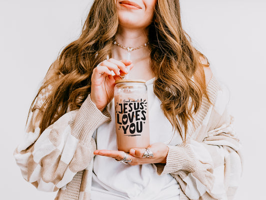 GOOD NEWS JESUS LOVES YOU GLASS TUMBLER