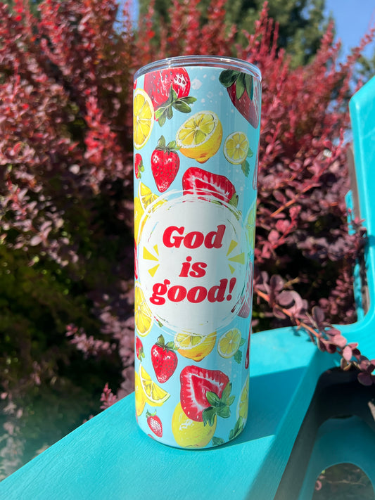 GOD IS GOOD 20 OZ. STAINLESS STEEL SKINNY TUMBLER