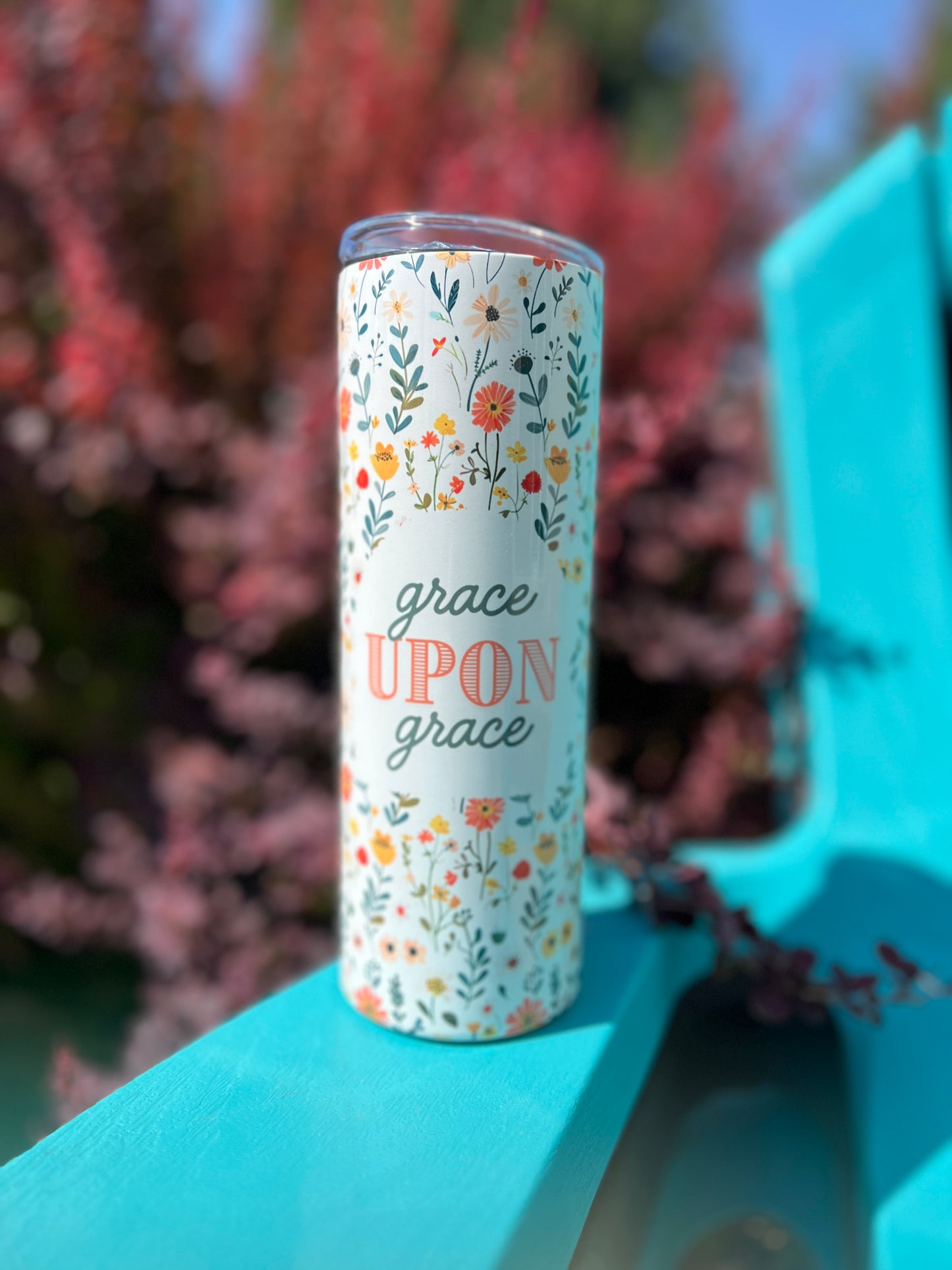 GRACE UPON GRACE FLORAL 20 OZ. STAINLESS STEEL SKINNY TUMBLER