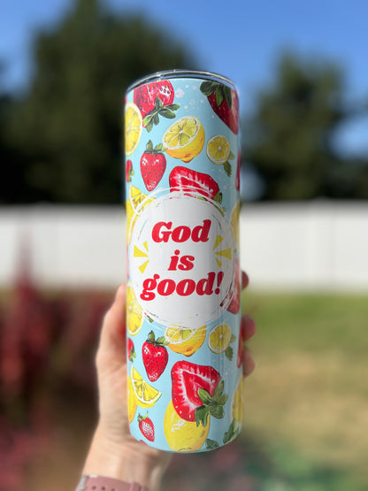 GOD IS GOOD 20 OZ. STAINLESS STEEL SKINNY TUMBLER
