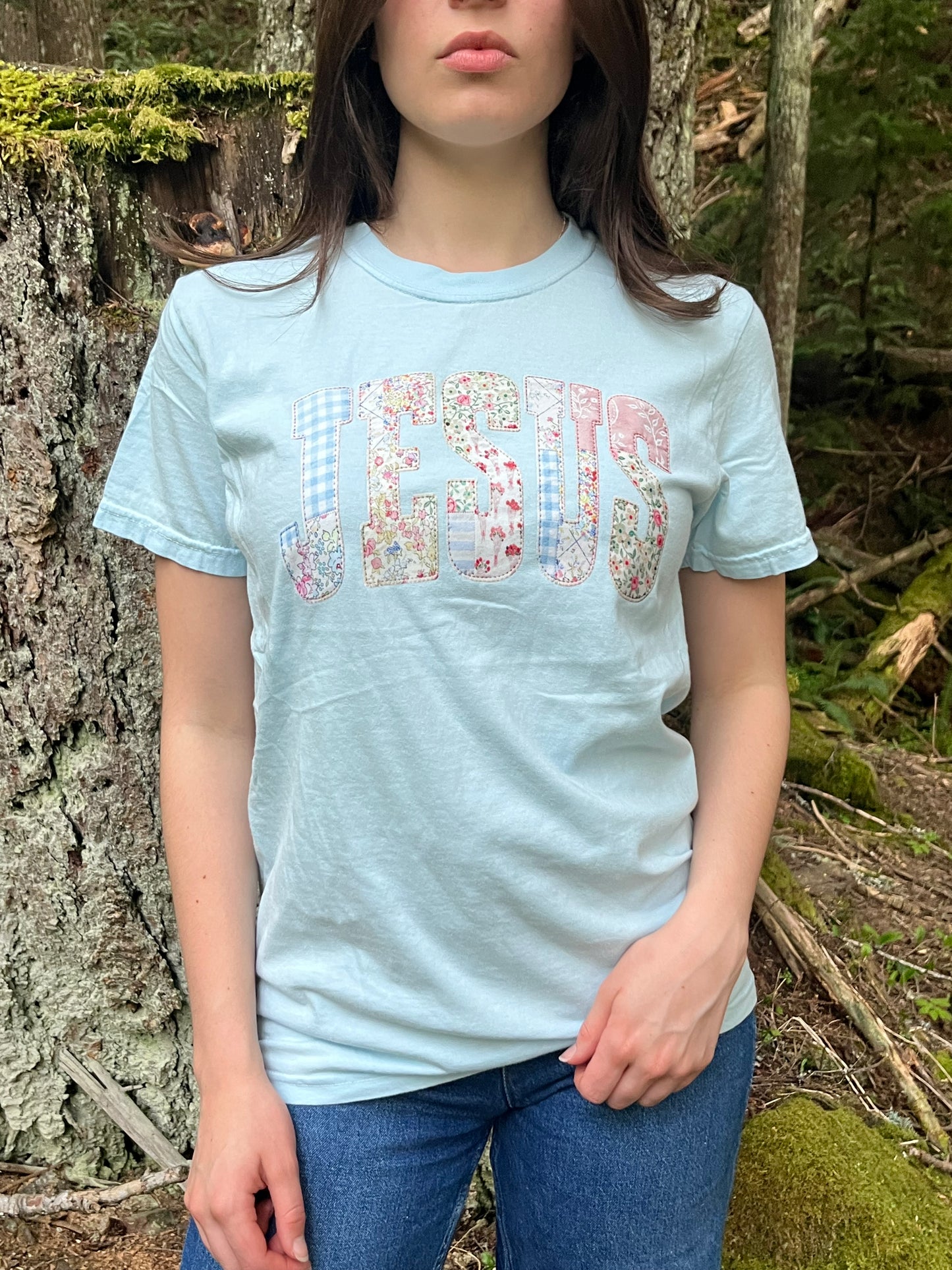 PREPPY FAUX PATCHWORK JESUS UNISEX TEE