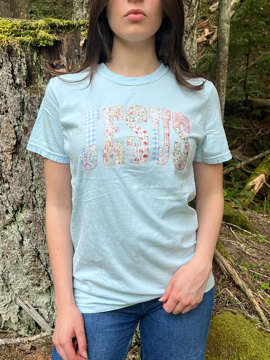 PREPPY FAUX PATCHWORK JESUS UNISEX TEE