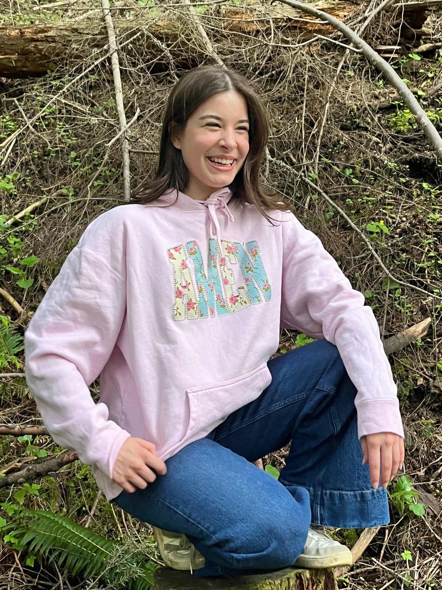 FLORAL AMEN UNISEX HOODED SWEATSHIRT