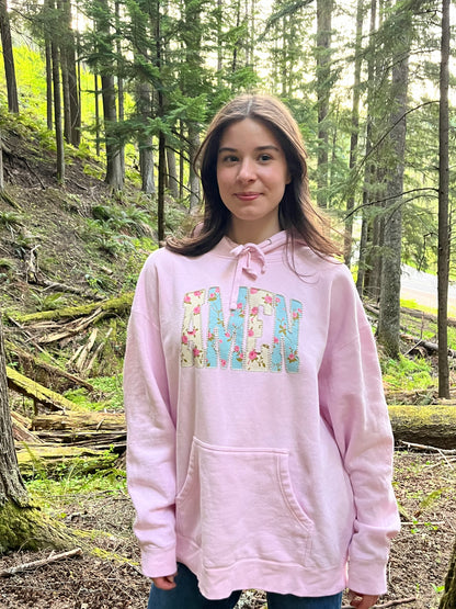 FLORAL AMEN UNISEX HOODED SWEATSHIRT