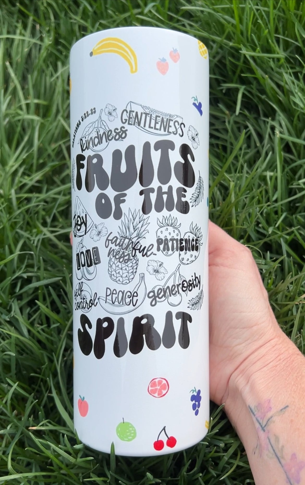 FRUIT OF THE SPIRIT 20 OZ. SKINNY STAINLESS STEEL TUMBLER