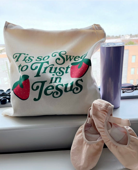 TIS SO SWEET TO TRUST IN JESUS TOTE BAG