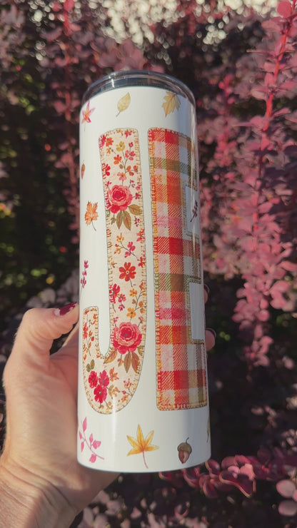 FALL PATCHWORK JESUS 20 OZ. STAINLESS STEEL SKINNY TUMBLER